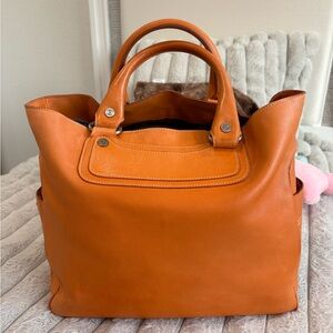 Celine Vibrant Orange Leather Tote